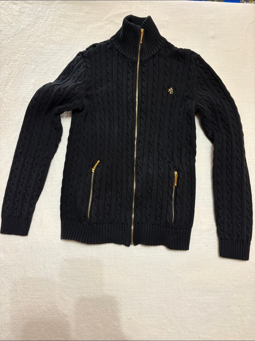 Ralph Lauren cable knit sweater jacket size medium